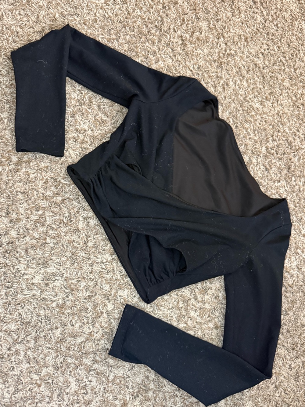 Black Long Sleeve Crop Top